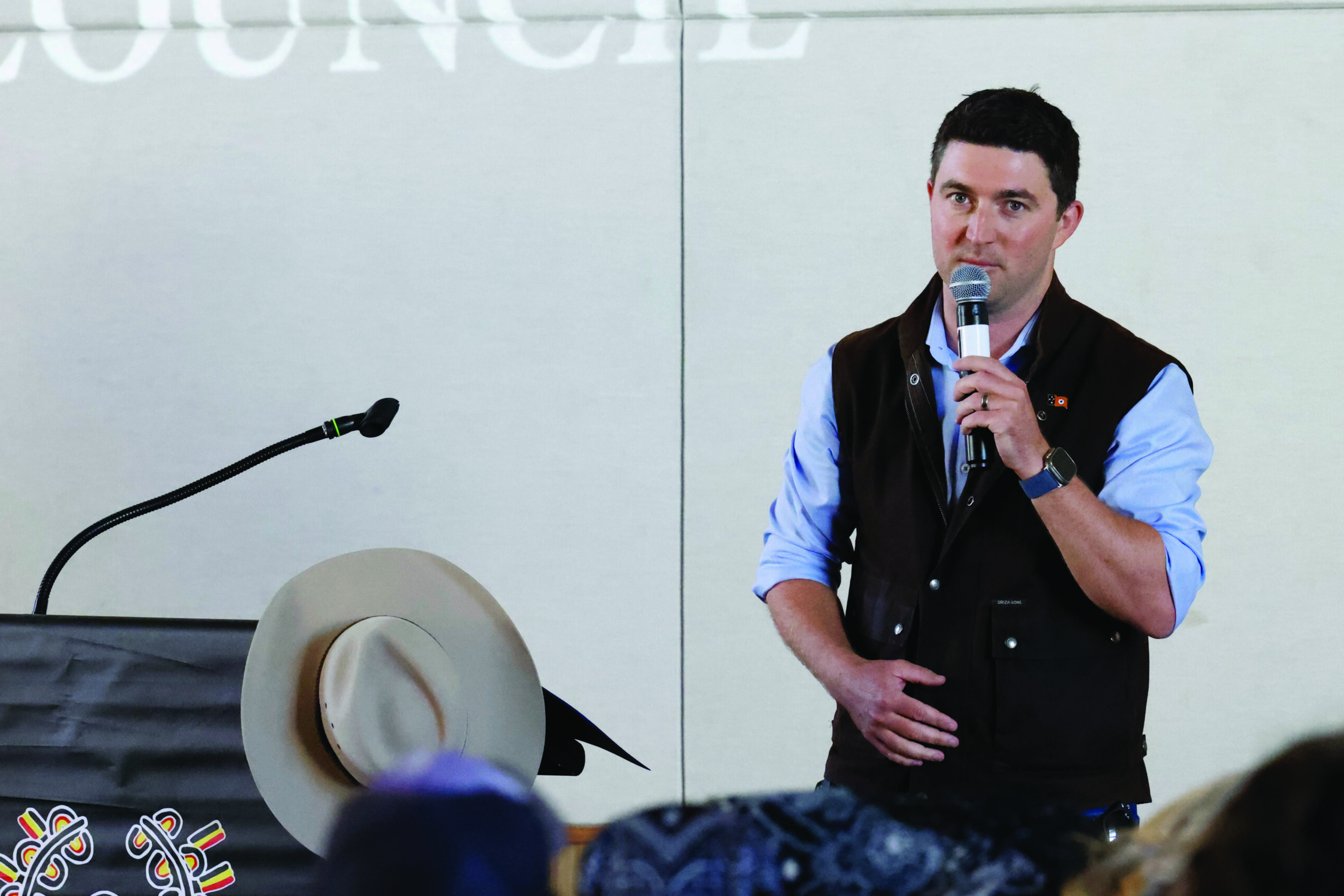 Minister Josh Burgoyne attended the CLC council meeting in Yulara in April. 