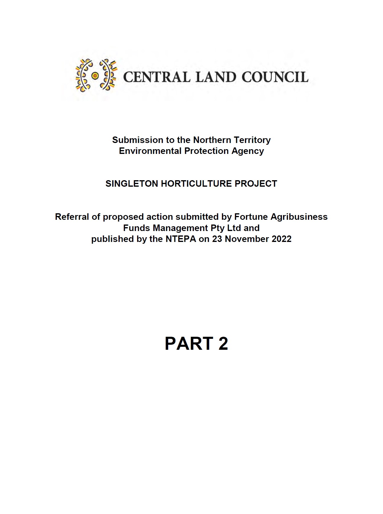Submission to the Northern Territory Environmental Protection Agency